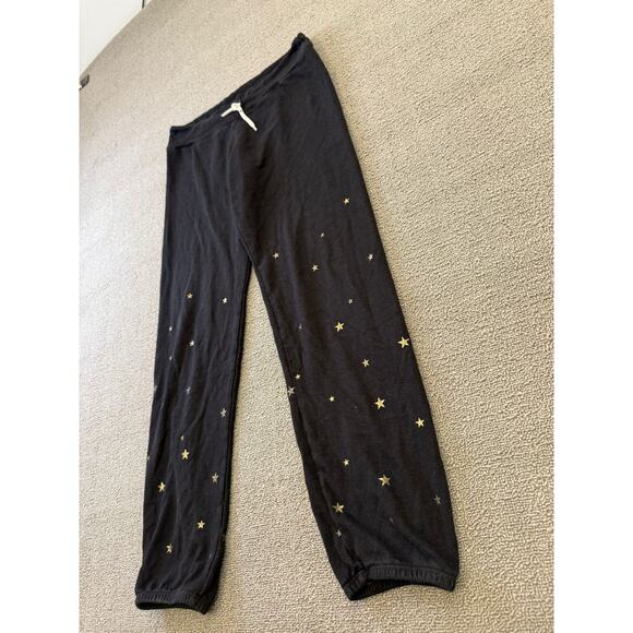 Monrow‎ Women's XS Black Joggers Gold Star Print Sweat Pants - Picture 10 of 12